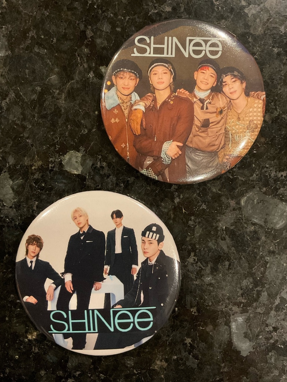 SHINee Button Pin Duo— Two buttons of Group Photos 2 1/4” collectors item
